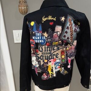 Black Jean Jacket With NY Times Square Design